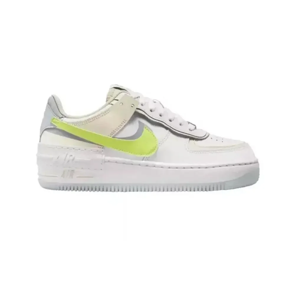 $134 Women Nike Air Force 1 Shadow Shoes White/Lemon/Wolf Grey FB7582 Size 9.5 - Picture 8 of 12